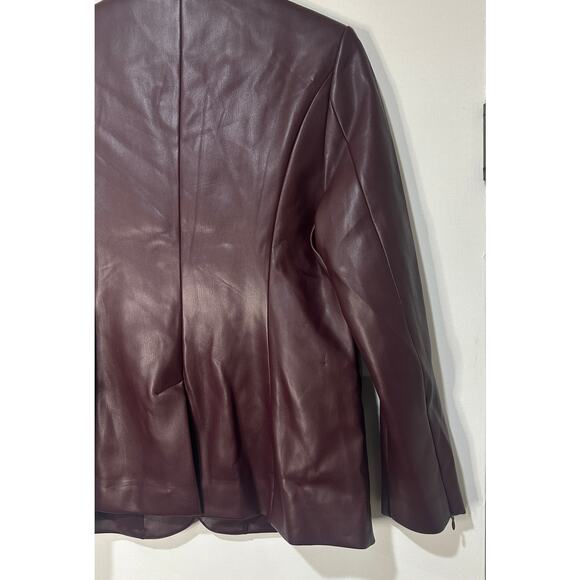 Women’s Plum Faux Leather Blazer Jacket - Picture 15 of 16